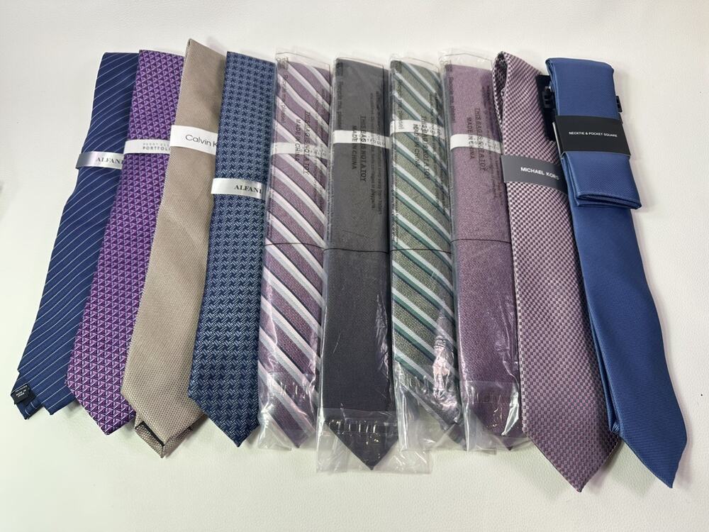 NEW $ 650 MSRP Wholesale Lot 10 Men's Ties Asst Patterns Resale